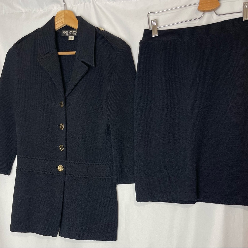 St John collection Black 2 Piece Skirt Set Sz 4